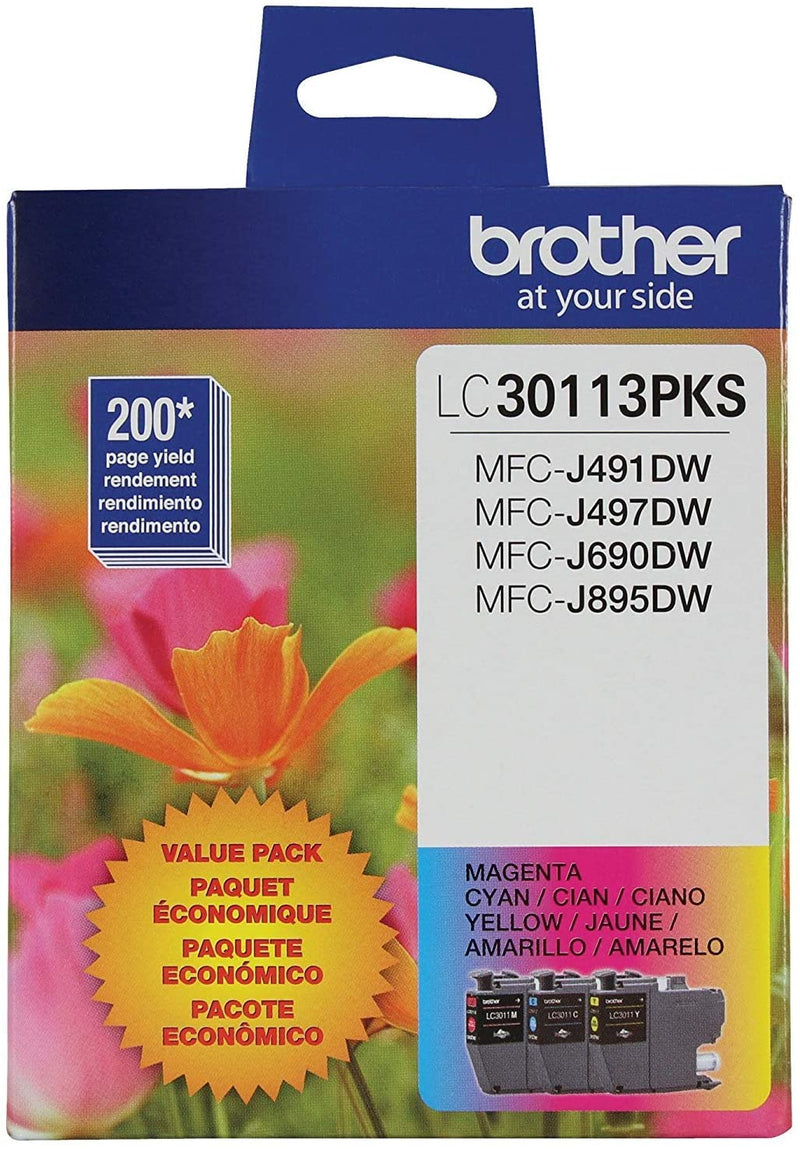 Absolute Toner LC30113PKS C/M/Y 3PK INK FORMFCJ491DW, MFC690DW 0.2K/EA Brother Ink Cartridges