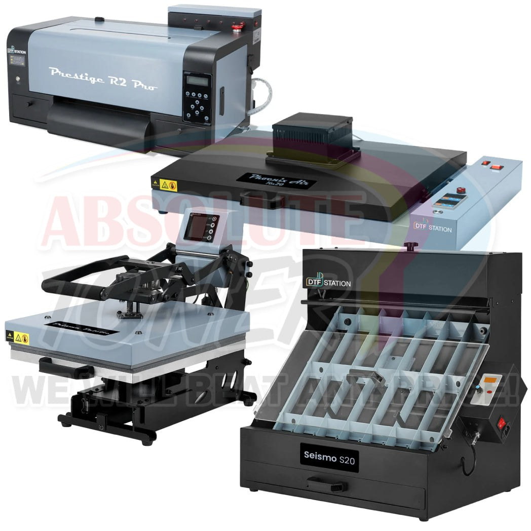 Absolute Toner $276.83/Month (After $450 Saving) Prestige R2 PRO DTF Printer 110V A3 (Dual Epson i1600 Print Heads) With Digirip Software, 16x20" Inch (40x50cm) Curing Oven Phoenix Air, Seismo S20 DTF Manual Powder Station And A3 Prisma Palette Heat Press DTF printer