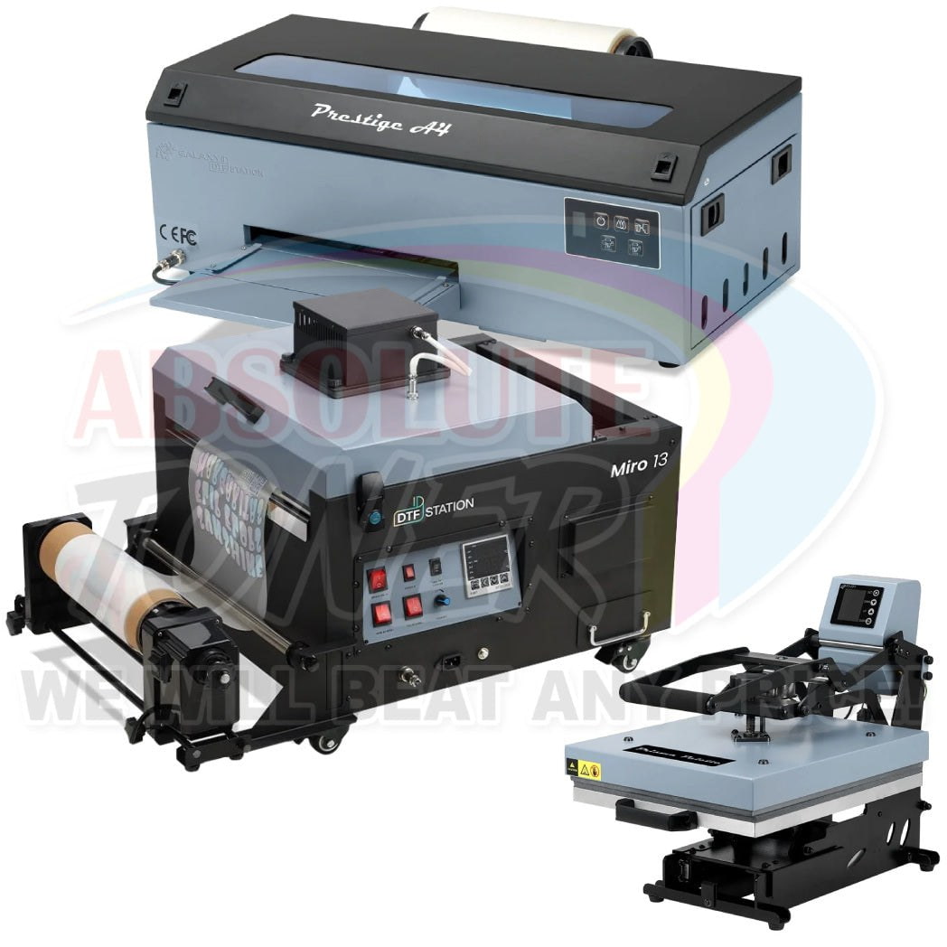 Absolute Toner $169.54/Month Prestige A4 DTF Printer 110V Including Miro 13 DTF Powder Shaker With Purifier And A3 Prisma Palette Heat Press DTF printer