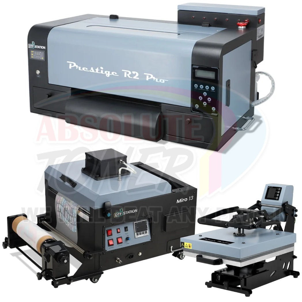 Absolute Toner $263.72/Month Prestige R2 PRO DTF Printer 110V A3 (Dual Epson i1600 Print Heads) With Digirip Software, Miro 13 DTF Powder Shaker With Oven Purifier And A3 Prisma Palette Heat Press DTF printer
