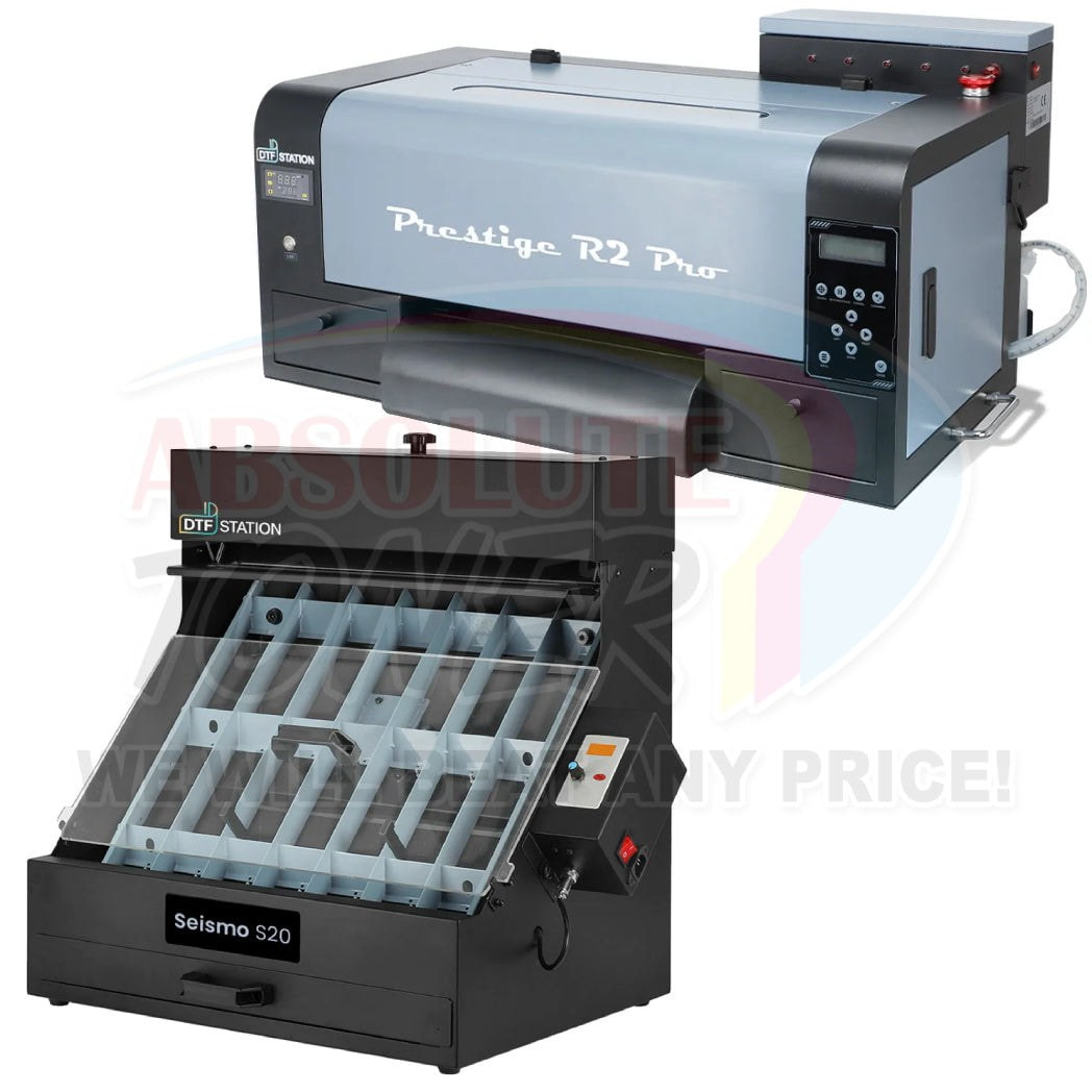 Absolute Toner $229.63/Month (After $250 Saving) Prestige R2 PRO DTF Printer 110V A3 (Dual Epson i1600 Print Heads) With Digirip Software And Seismo S20 DTF Manual Powder Station DTF printer