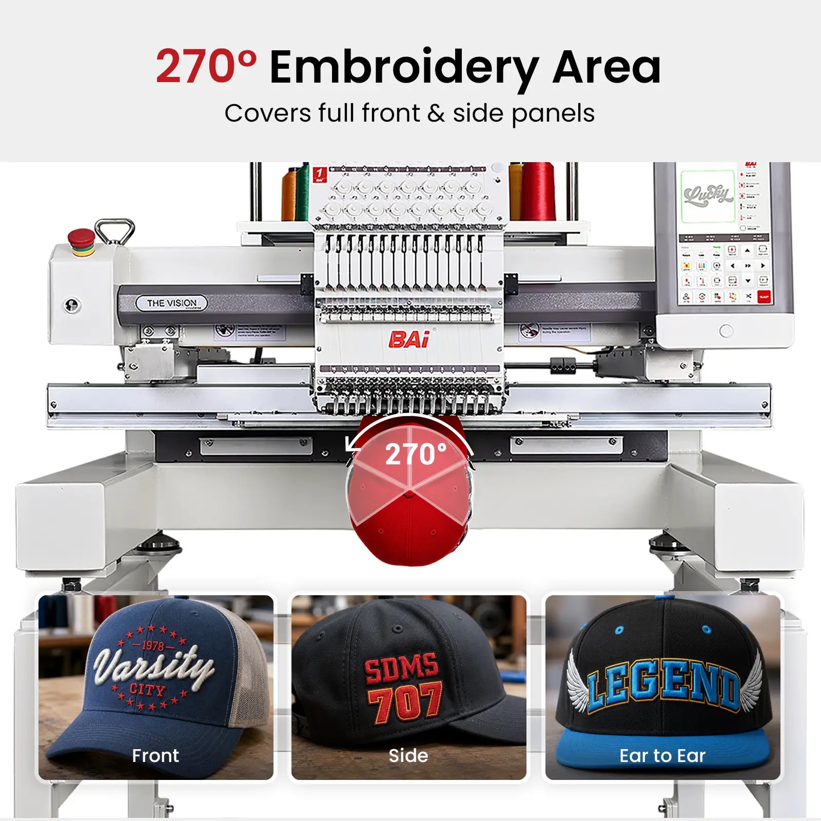 Absolute Toner BAi THE VISION Multi-Head Commercial Embroidery Machine - Industrial High-Speed Multi-Head Apparel System Embroidery