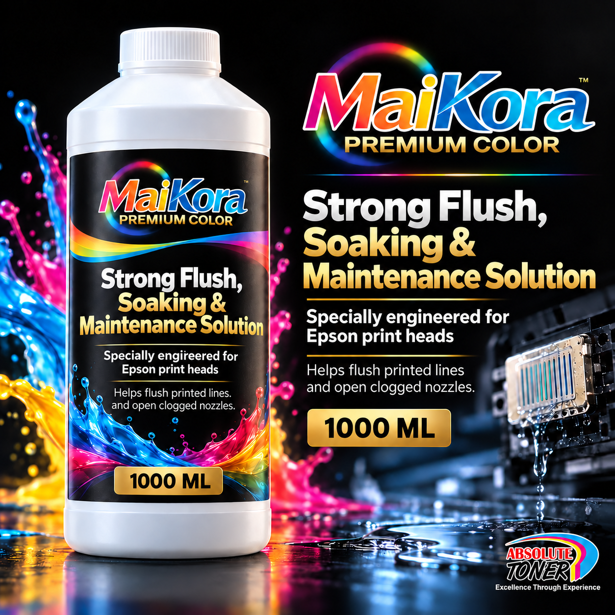 Absolute Toner Original MaiKora DTF MaiKora DTF Strong Flush, Soaking & Maintenance Solution - 1000 mL - For Epson Printheads dtf supplies
