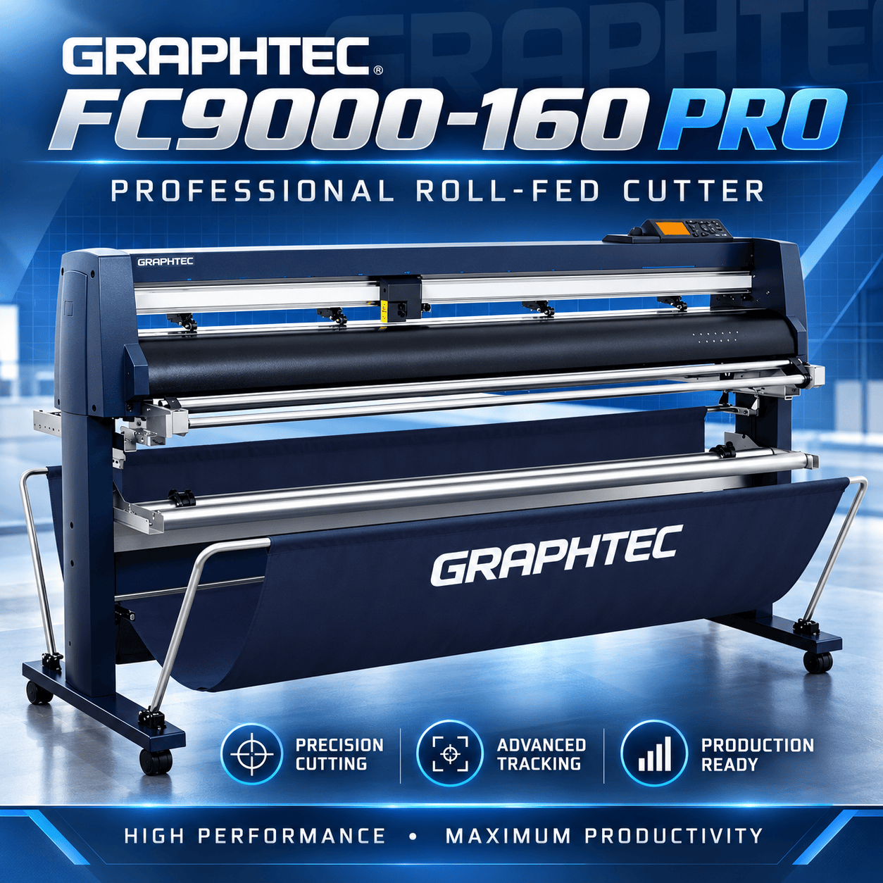 Absolute Toner NEW 64" Graphtec FC9000-160 For Automotive Professionals with 50 ft accurate tracking of Window Tint, PPF Film &amp; Vinyl. Roll-fed Cutting Plotter