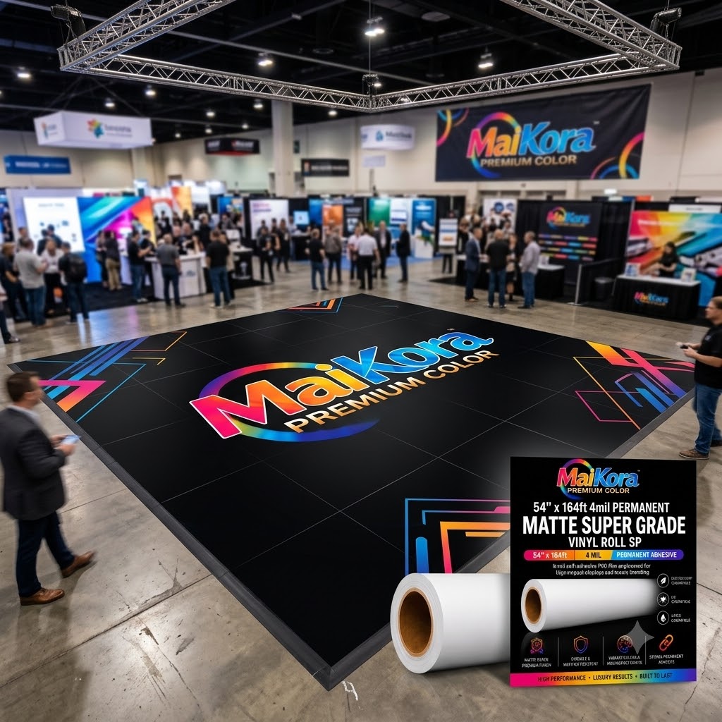 Absolute Toner MaiKora 54"x164ft 4mil Permanent MATTE White Vinyl Roll DPE (Eco-Solvent, UV, Latex) 4-mil self-adhesive PVC film engineered for high-impact displays and luxury branding vinyl roll