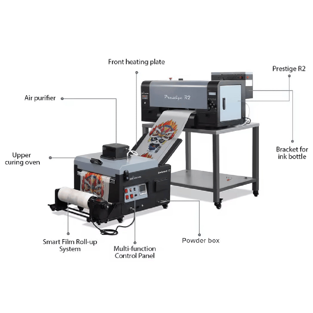Absolute Toner $199/Month New Demo Prestige 13" R2 PRO A3 DTF PRINTER + SHAKER/OVEN BUNDLE 110V 13" Media Roll (Dual Epson i1600 Print Heads) Digirip Software And Miro 13 DTF Powder Shaker/Oven with Air Purifier DTF printer