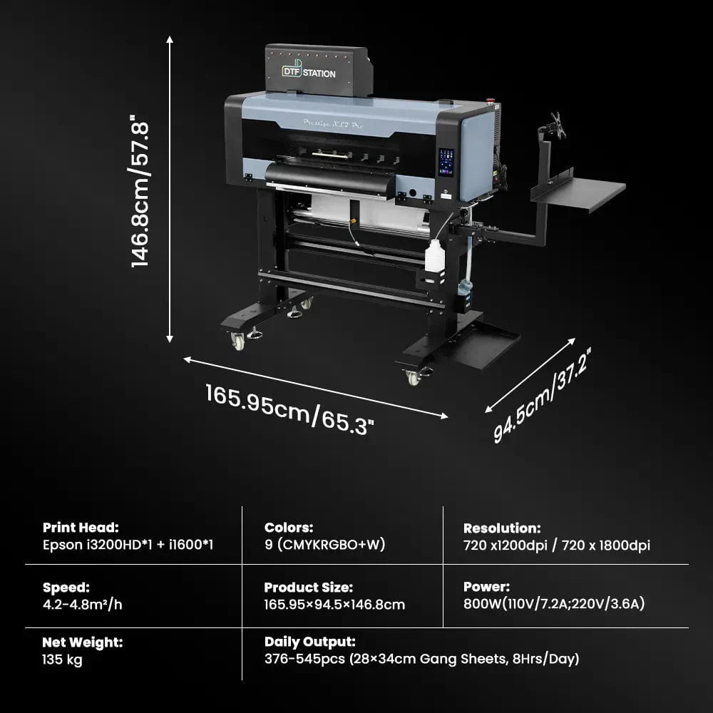 Absolute Toner $496/Month 9-Colour 24" Prestige XL2 PRO New DTF Station Printer Bundle with MIRO 24 Automatic Powder Applicator/Shaker/Oven/Purifier DTF printer
