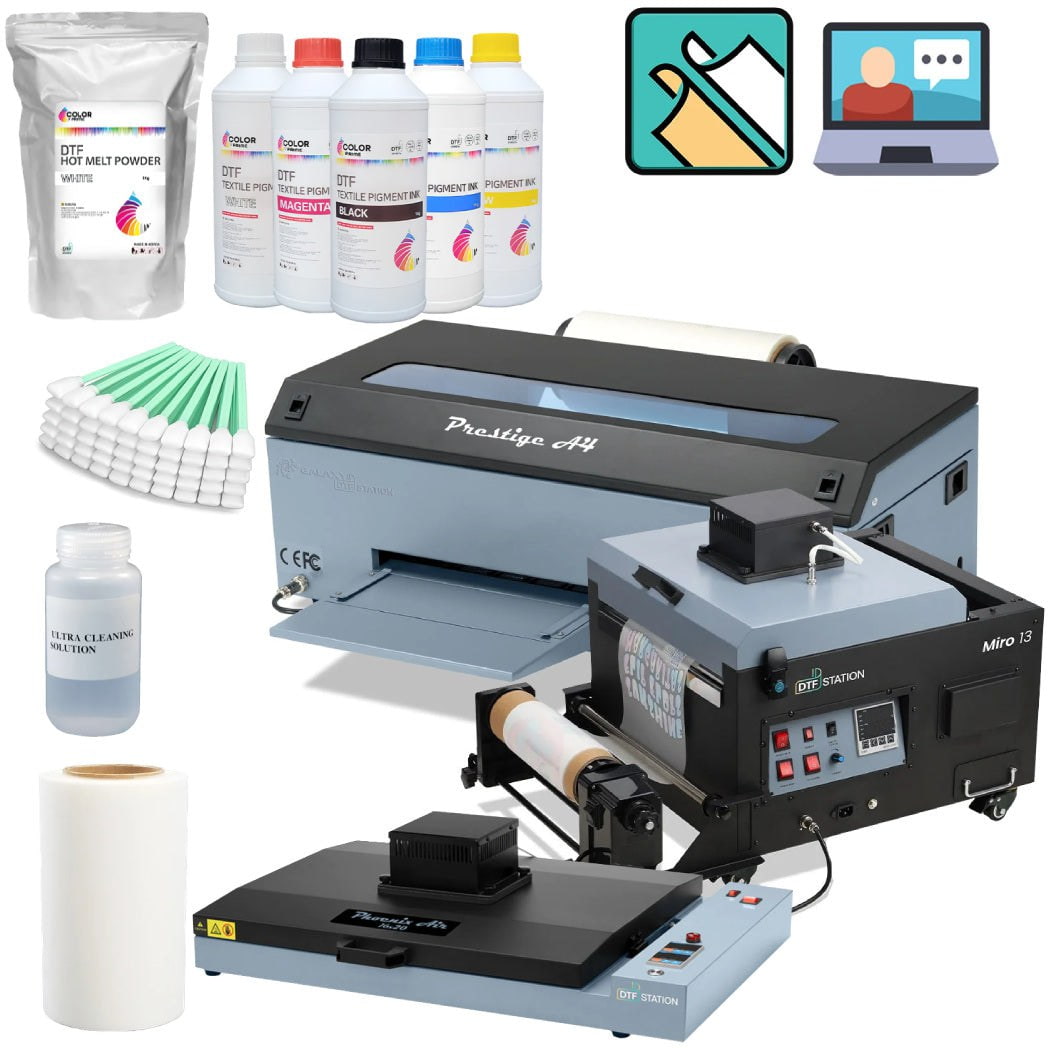 Absolute Toner ADVANCED BUNDLE + SUPPLIES + Phoenix Air - Prestige Roll DTF Printer, Miro 13 DTF Powder Shaker/Oven/Air Purifier + Phoenix Air 16x20 DTF printer