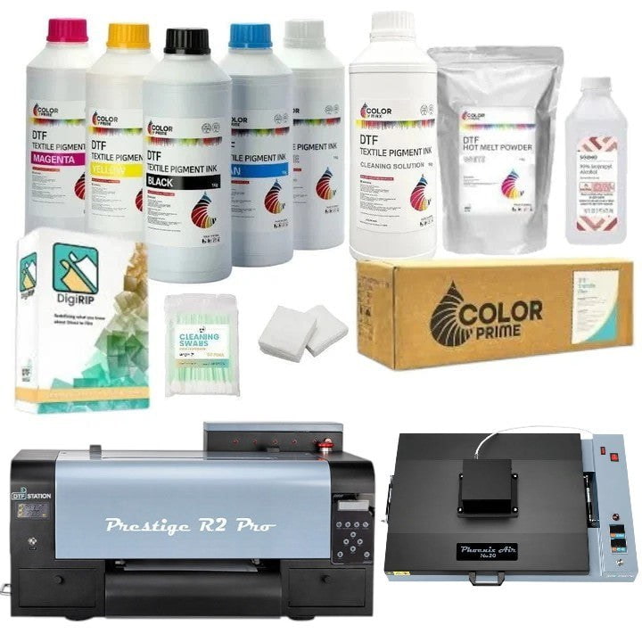 Absolute Toner New Prestige R2 PRO 13" Media Roll DTF Printer 110V A3 (Dual Epson i1600 Print Heads) - Includes Prestige R2 Pro DTF Printer, Startup Package and Compatible Machine Options DTF printer
