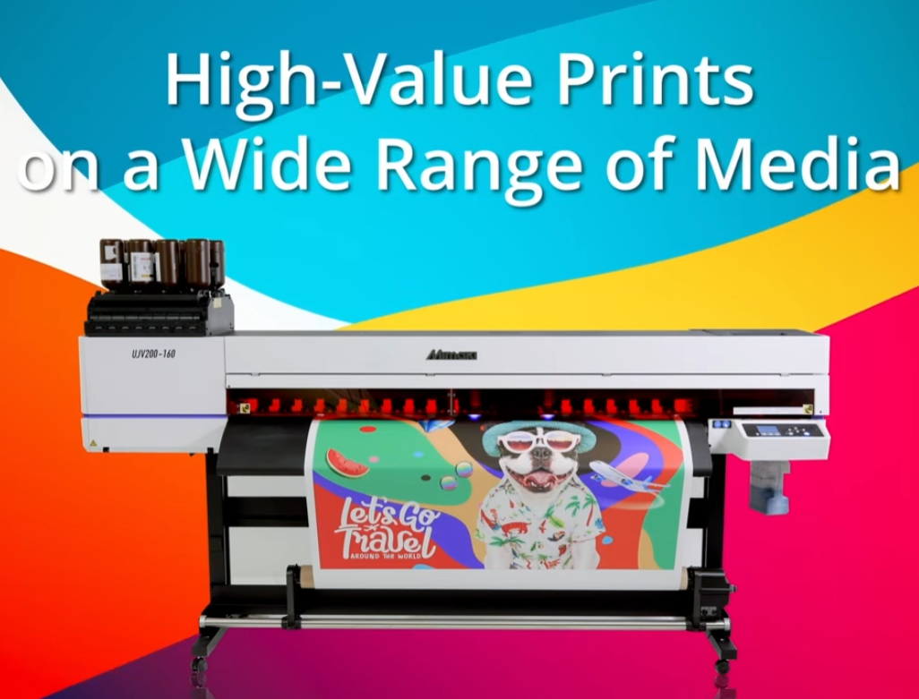 Absolute Toner Mimaki UJV200-160 Commercial-Grade 64-Inch UV-LED Roll-to-Roll Printer Engineered for Sign Graphics, Window Displays, and Retail Graphics UV-LED Printer