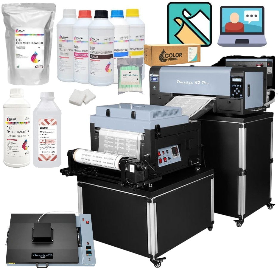 Absolute Toner New Prestige R2 PRO 13" Media Roll DTF Printer 110V A3 (Dual Epson i1600 Print Heads) - Includes Prestige R2 Pro DTF Printer, Startup Package and Compatible Machine Options DTF printer