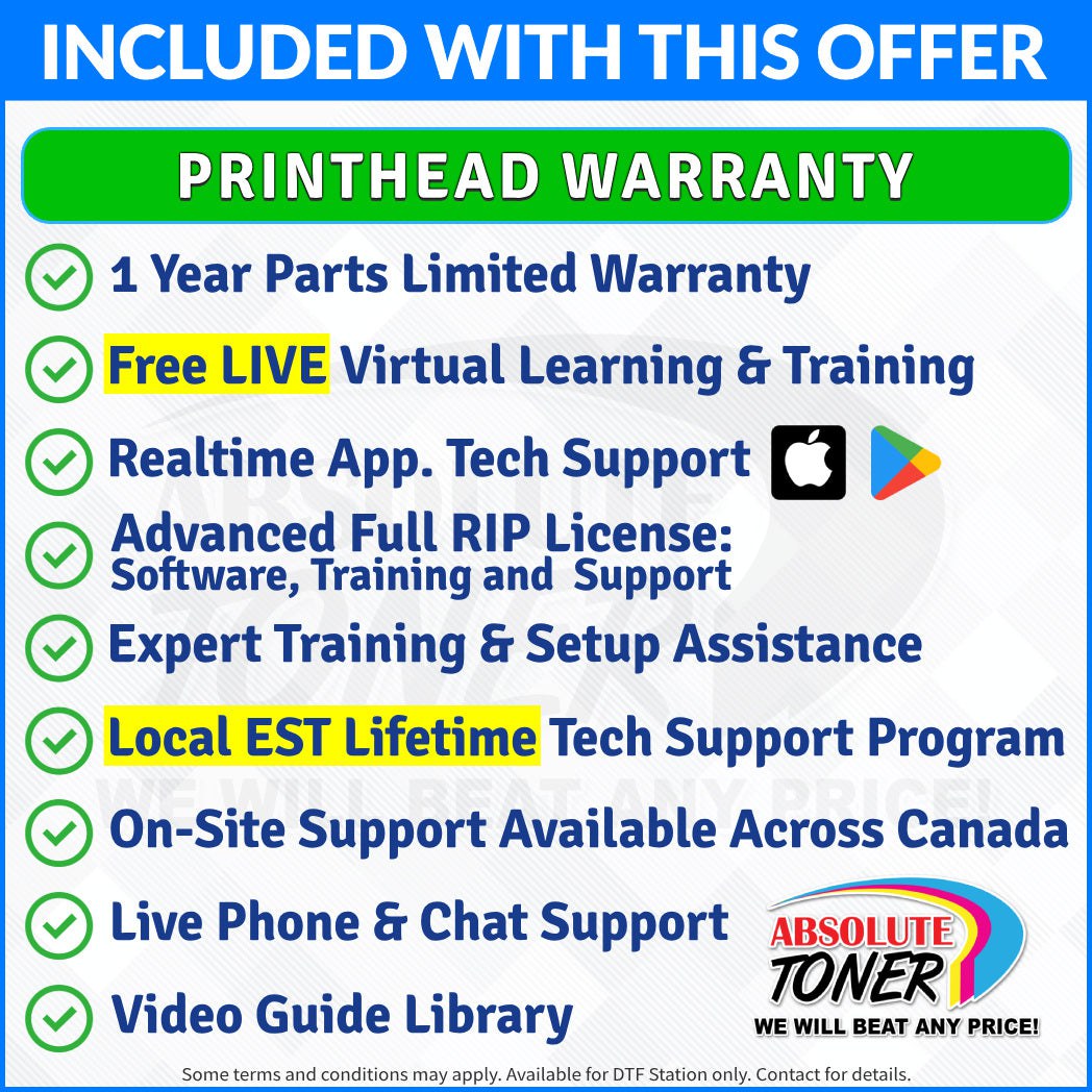 Absolute Toner $521/Month Brand New DTF Station Prestige XL2 PRO Printer Bundle – 24” 8-Colour | MIRO 24 Purifier + Start-Up Package DTF printer
