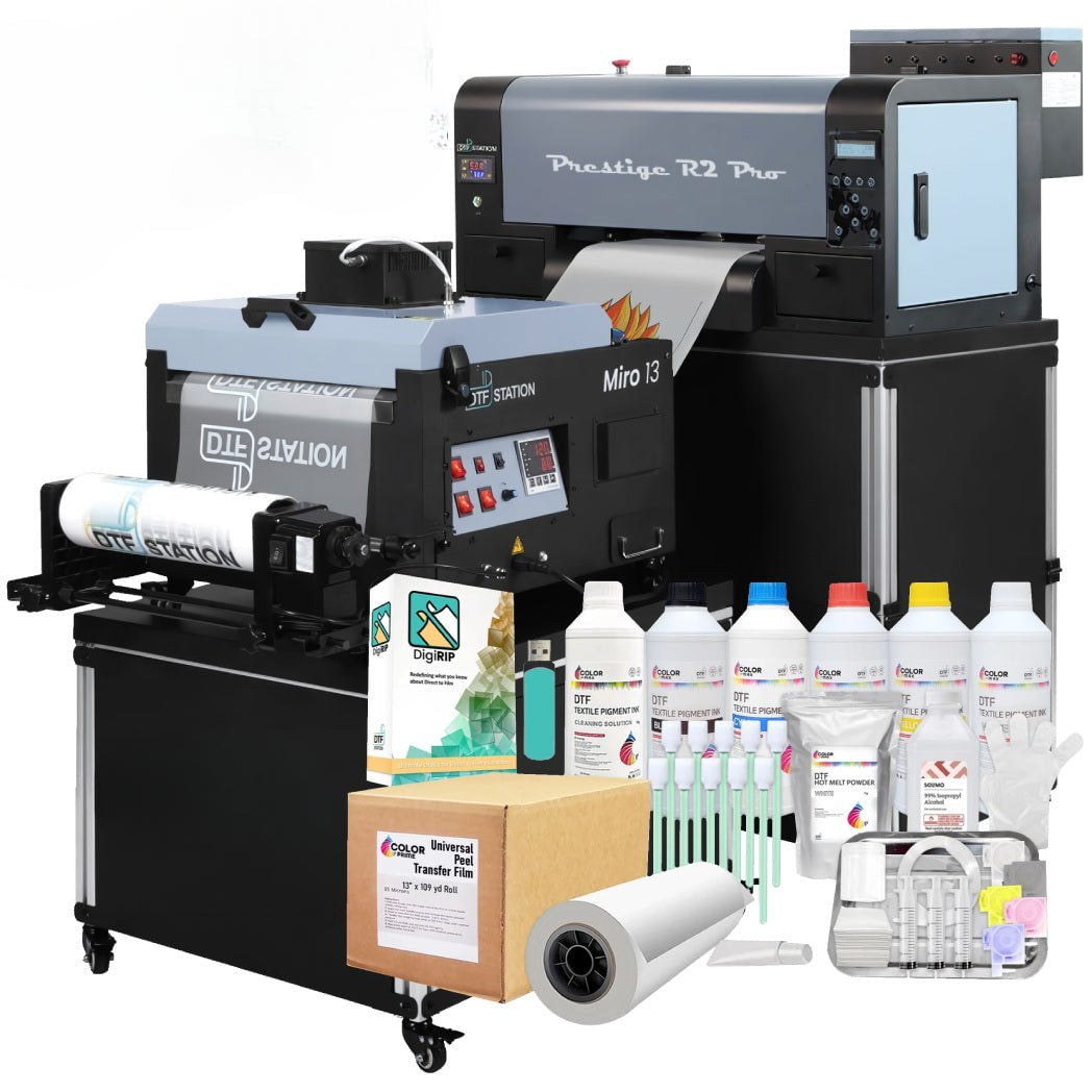 Absolute Toner $275/month New Prestige 13" R2 PRO (WITH 2 STANDS + SUPPLY PKG) A3 DTF PRINTER SHAKER/OVEN BUNDLE 110V 13" Media Roll (Dual Epson i1600 Print Heads) Digirip Software And Miro 13 Max DTF Powder Shaker DTF printer