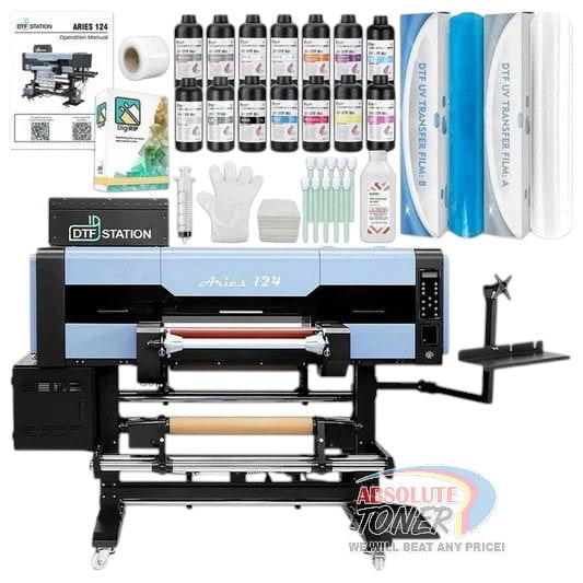 Absolute Toner Aries 124 – 24" Commercial UV DTF Printer and Startup Supply Package + Optional Air Compressor DTF printer