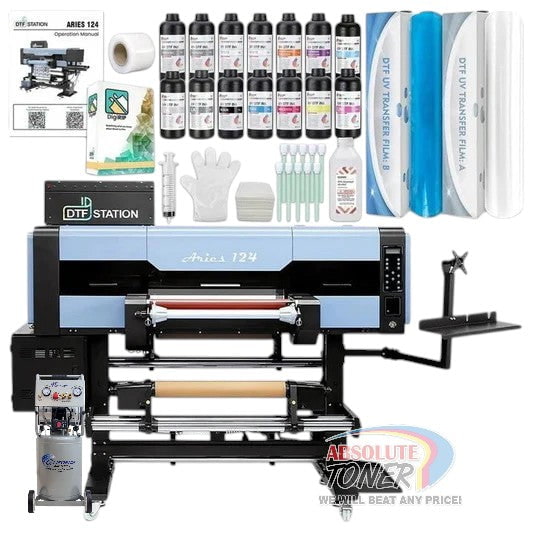 Absolute Toner Aries 124 – 24" Commercial UV DTF Printer and Startup Supply Package + Optional Air Compressor DTF printer