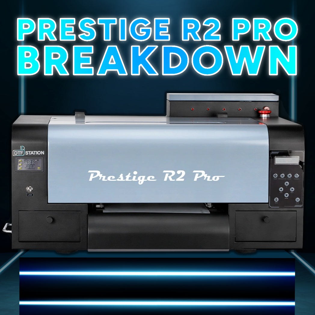 Absolute Toner PRO BUNDLE + SUPPLIES - Prestige R2 PRO 13" Roll DTF Printer 110V A3 (Dual Epson i1600 Print Heads) + Miro 13 Powder Shaker Applicator/Oven Dryer with Air Purifier DTF printer