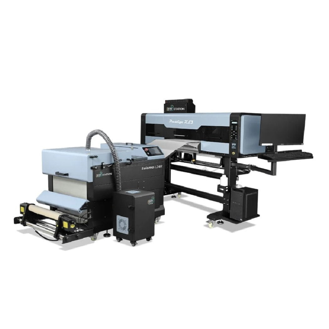 Absolute Toner $789/Month New DTF Station Prestige XL3 Bundle Containing Prestige XL3 DTF Printer, Seismo L24R Shaker & Purifier L2 Portable Air Filter DTF printer