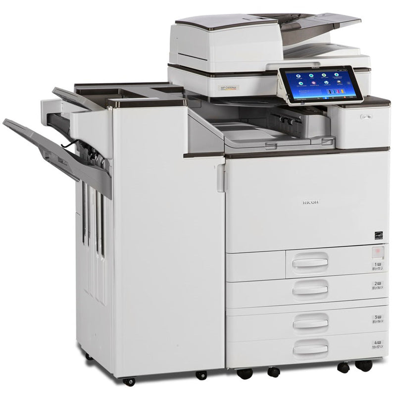 $98.63/Month Low Page Count Ricoh MPC 6004ex df with MULTI-CASSETTE(4) Office Multifunction Printer/Copier/Scanner/Fax with ADVANCED FINISHER