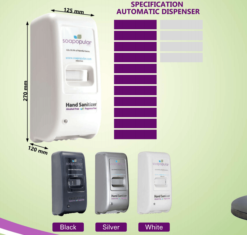 Absolute Toner COMBO PROMO- 4 LITER HAND SANITIZER REFILL +  Automatic Dispenser (Silver) STAND #1 BRAND Soapopular Sanitizer